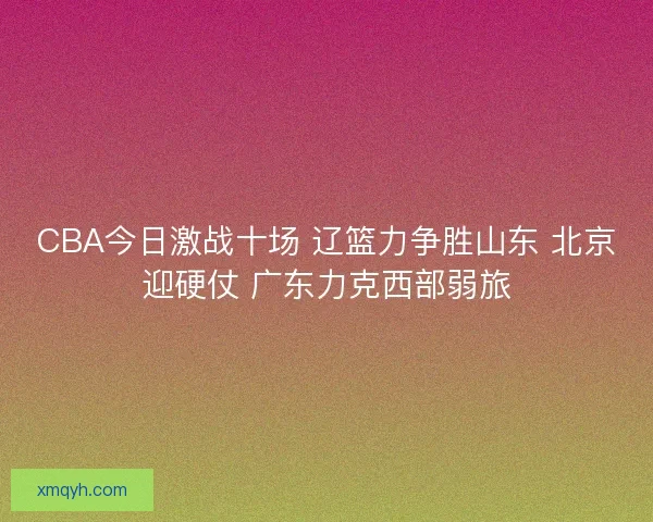CBA今日激战十场 辽篮力争胜山东 北京迎硬仗 广东力克西部弱旅